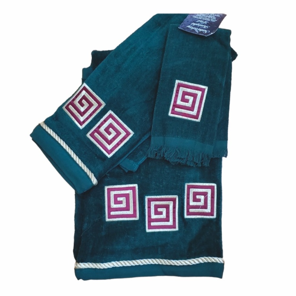 Embellished with Embroidery and Gold Rope Towels Set - 3 Pieces NWT